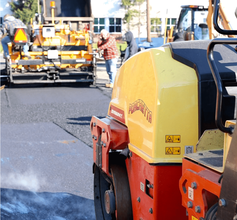Photo of Porchetta's paving equipment on-site